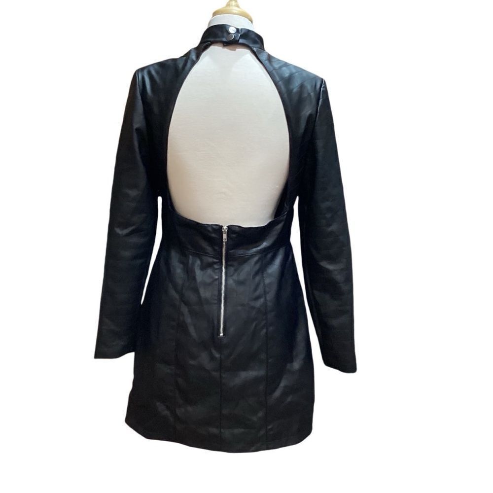 ASOS Black Faux Leather Open-Back Mini Dress